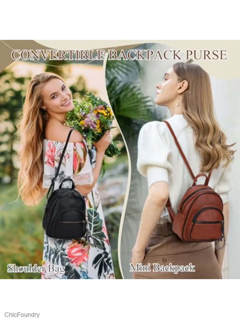 Mini Faux Leather Backpack Purse Convertible Sling Bag Women